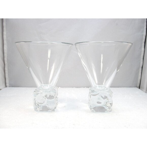 Set of 2 Vintage Disaronno Melting Ice Cube Base Martini Glasses Made in Italy - Picture 2 of 16